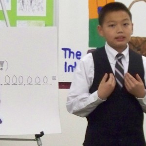 Justin performing his expository speech at an elementary tournament.
